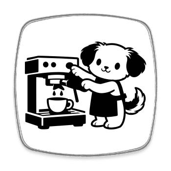 Barista-Hund supersüß - Viereckiger Kühlschrankmagnet - Weiß - Vorne