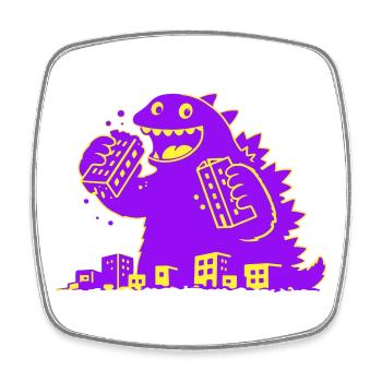 Monster eats city - Square fridge magnet - white - Front