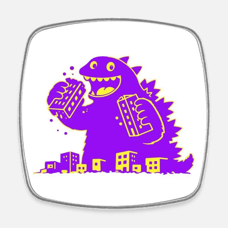 Monster eats city - Square fridge magnet - white