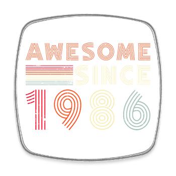 Retro Neon since 1986 - Square fridge magnet - white - Front