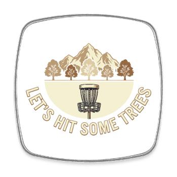 Allons voir quelques arbres – Disc Golf Vintage Design - Magnet carré - blanc - Devant