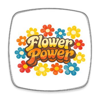 Flower Power Retro - Square fridge magnet - white - Front