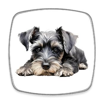 Miniature Schnauzer - Square fridge magnet - white - Front