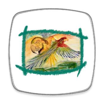 Aras over the rainforest - Square fridge magnet - white - Front