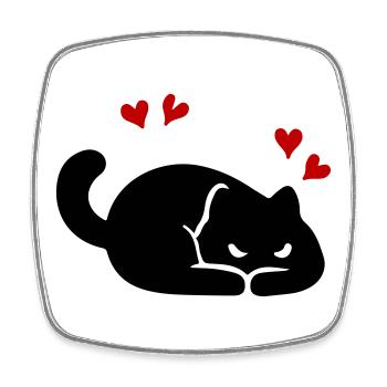 Katze Herz Liebe - Viereckiger Kühlschrankmagnet - Weiß - Vorne