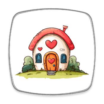 Herzhaus Cartoon-Liebe - Viereckiger Kühlschrankmagnet - Weiß - Vorne