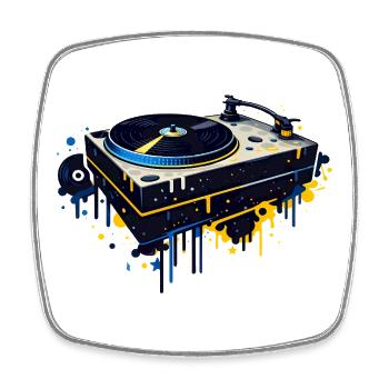 Graffiti Turntable Design - Square fridge magnet - white - Front