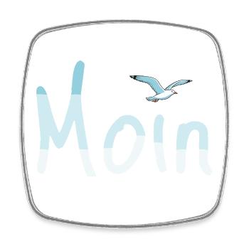 Moin Möwe - Viereckiger Kühlschrankmagnet - Weiß - Vorne