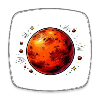 Planète rouge Mars - Magnet carré - blanc - Devant