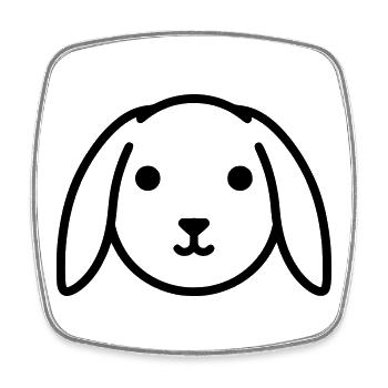 Cute floppy ear bunny rabbit head - Square fridge magnet - white - Front