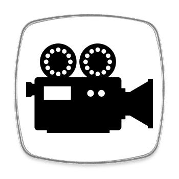 Caméra de cinéma - Magnet carré - blanc - Devant