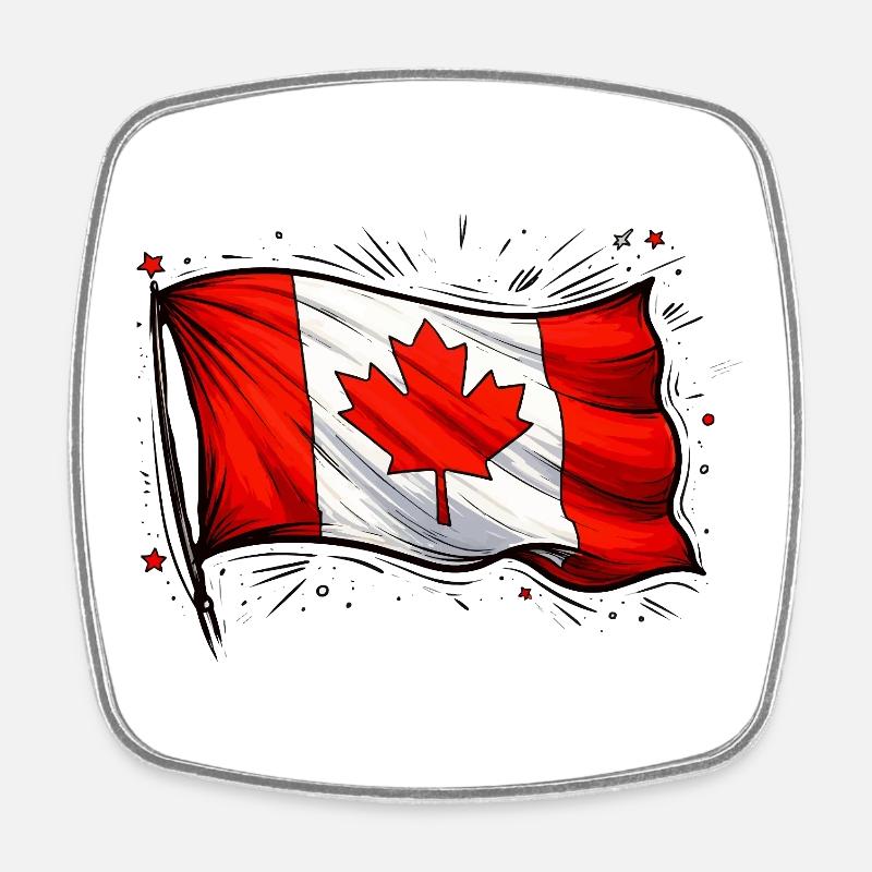 Canada Flag - Square fridge magnet - white