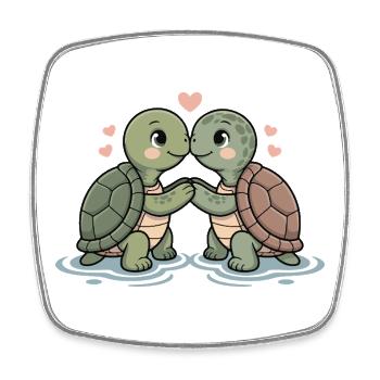 Couple de tortues amoureux animaux La Saint-Valentin - Magnet carré - blanc - Devant