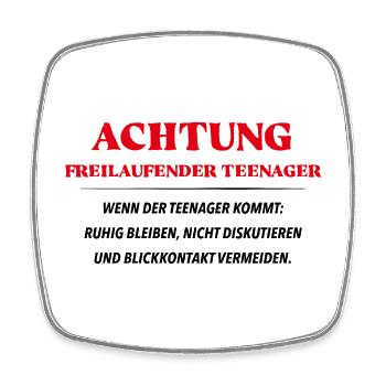 Achtung freilaufender Teenager - Viereckiger Kühlschrankmagnet - Weiß - Vorne