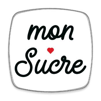 Mon cœur Noir Script - Magnet carré - blanc - Devant