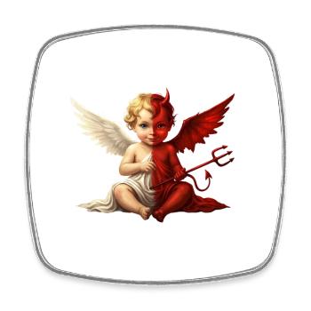 Dual Angel Devil Cherub - Square fridge magnet - white - Front