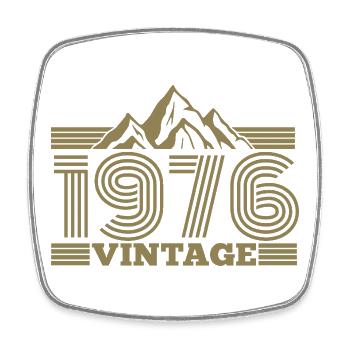 Vintage 50th Birthday Vintage 1976 Camping Mountains - Square fridge magnet - white - Front