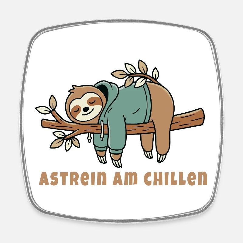 Astrein am Chillen – Paresseux dans un design de sweat à capuche - Magnet carré - blanc