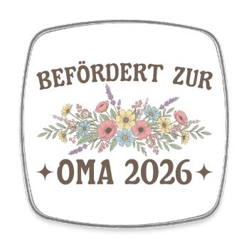 Befördert zur Oma 2026 Blumen - Viereckiger Kühlschrankmagnet - Weiß - Vorne