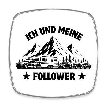 Me and my followers - Caravan - Sidecar traffic jam - Square fridge magnet - white - Front
