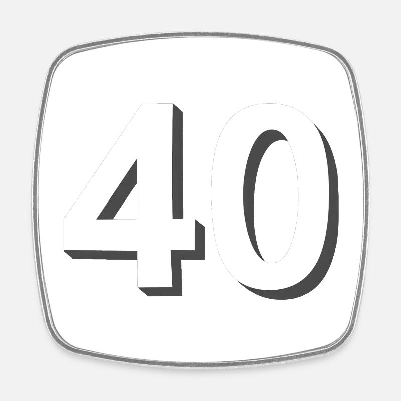 40, Numbers, Birthday - Square fridge magnet - white