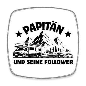 Papitän und seine Follower - Camper - Stau - Viereckiger Kühlschrankmagnet - Weiß - Vorne