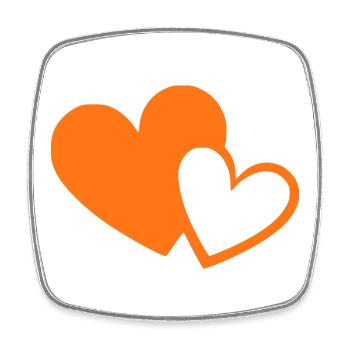 Cœur orange motif de cœur orange - Magnet carré - blanc - Devant