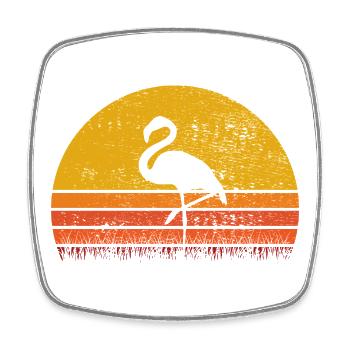 Flamingo im Sonnenuntergang - Viereckiger Kühlschrankmagnet - Weiß - Vorne