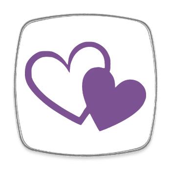 Cœur violet deux cœurs violets cadeau - Magnet carré - blanc - Devant