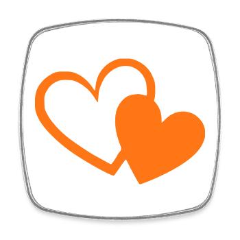 orangenes Herz orangen Geschenk Valentinstag - Viereckiger Kühlschrankmagnet - Weiß - Vorne