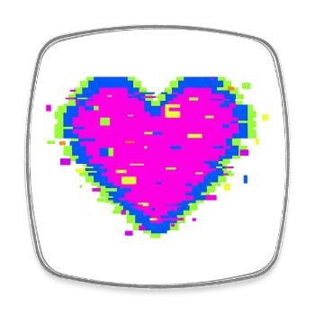 Illustration d’amour avec un glitch de cœur en pixel - Magnet carré - blanc - Devant