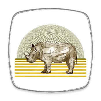 rhinocéros - Magnet carré - blanc - Devant