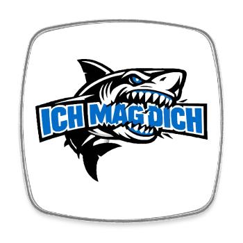 Ich Mag Dich Spruch im Haifisch-Design - Viereckiger Kühlschrankmagnet - Weiß - Vorne