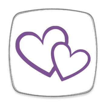 Cœur Vielettes 2 cœurs cœur violet motif - Magnet carré - blanc - Devant