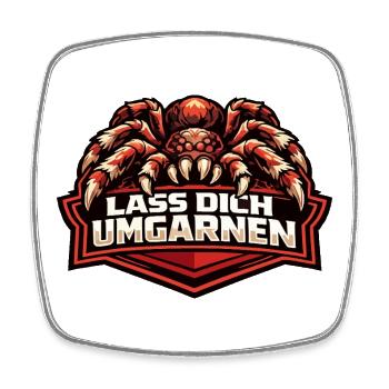 Böse Tarantel mit Spruch "Lass Dich Umgarnen" - Viereckiger Kühlschrankmagnet - Weiß - Vorne