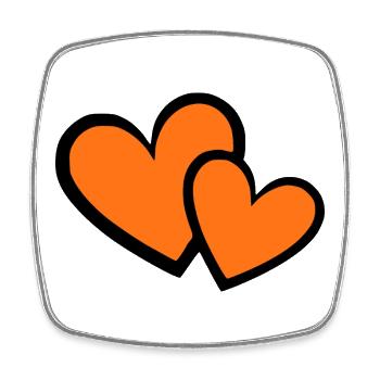 orange heart 2 hearts heart pattern gift - Square fridge magnet - white - Front