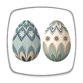 Pastel Floral Ornament Eggs - Square fridge magnet - white - Front