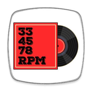 33 45 78 RPM Vinyl Record Design - Viereckiger Kühlschrankmagnet - Weiß - Vorne