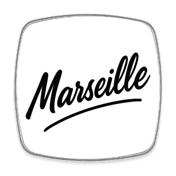 Marseille Script Schwung - Viereckiger Kühlschrankmagnet - Weiß - Vorne