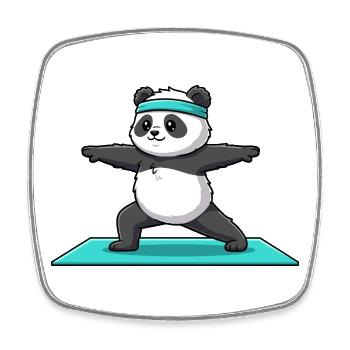 Yoga-Panda-Bär macht Krieger-Pose - Viereckiger Kühlschrankmagnet - Weiß - Vorne