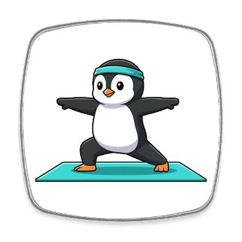Yoga-Pinguinvogel in Kriegerhaltung - Viereckiger Kühlschrankmagnet - Weiß - Vorne