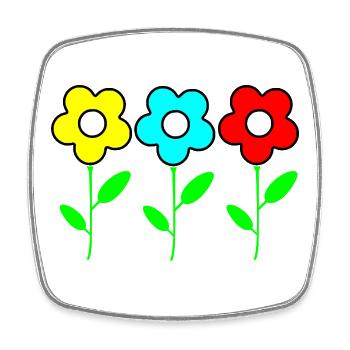 Three colorful flowers on black - Square fridge magnet - white - Front