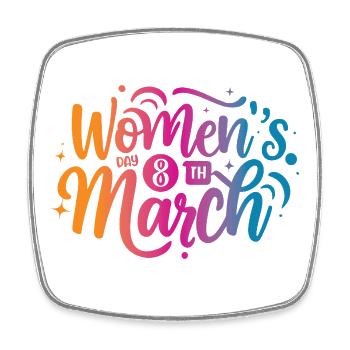 Women Day 8th March - Viereckiger Kühlschrankmagnet - Weiß - Vorne