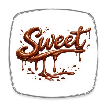 Lettrage chocolat sucré - Magnet carré - blanc - Devant