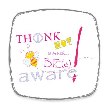 Think Not Be Aware Bee - Viereckiger Kühlschrankmagnet - Weiß - Vorne
