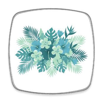 Composition florale de la sarcelle tropicale - Magnet carré - blanc - Devant