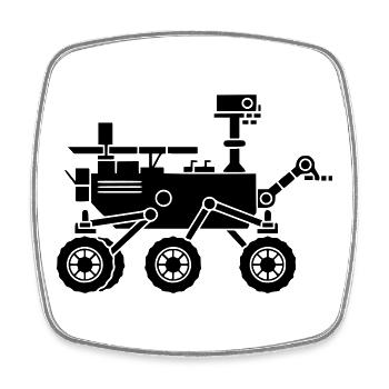 Silhouette du robot du rover marttien - Magnet carré - blanc - Devant