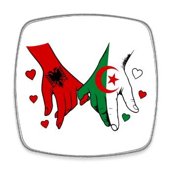  Albanien Algerien Flagge Händehalten - Viereckiger Kühlschrankmagnet - Weiß - Vorne