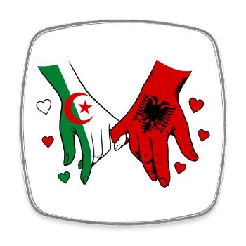 Algeria Albania Flags Holding Hands - Square fridge magnet - white - Front