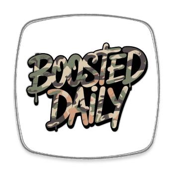 Boosted Daily Auto Tuning Design Camouflage Tuner - Square fridge magnet - white - Front